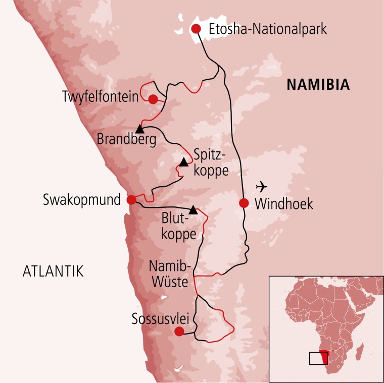 Überblick Reisekarte Namibia